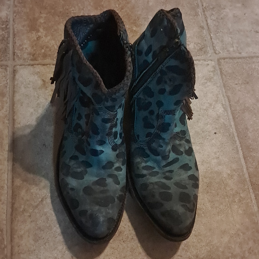 Liberty Black Chita Turquesa Ankle Boot Handmade In Mexico Western Festival Boho - Picture 6 of 16